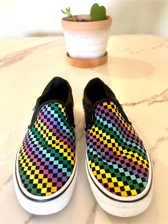 Vans Shoes - Vans Women's Slip-On Checkerboard Flats in Black, Yellow, Green, Purple, Teal